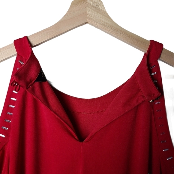Thalia Sodi boho chic red cold shoulder SIZE 8 whimsigoth night out dress - Picture 12 of 15